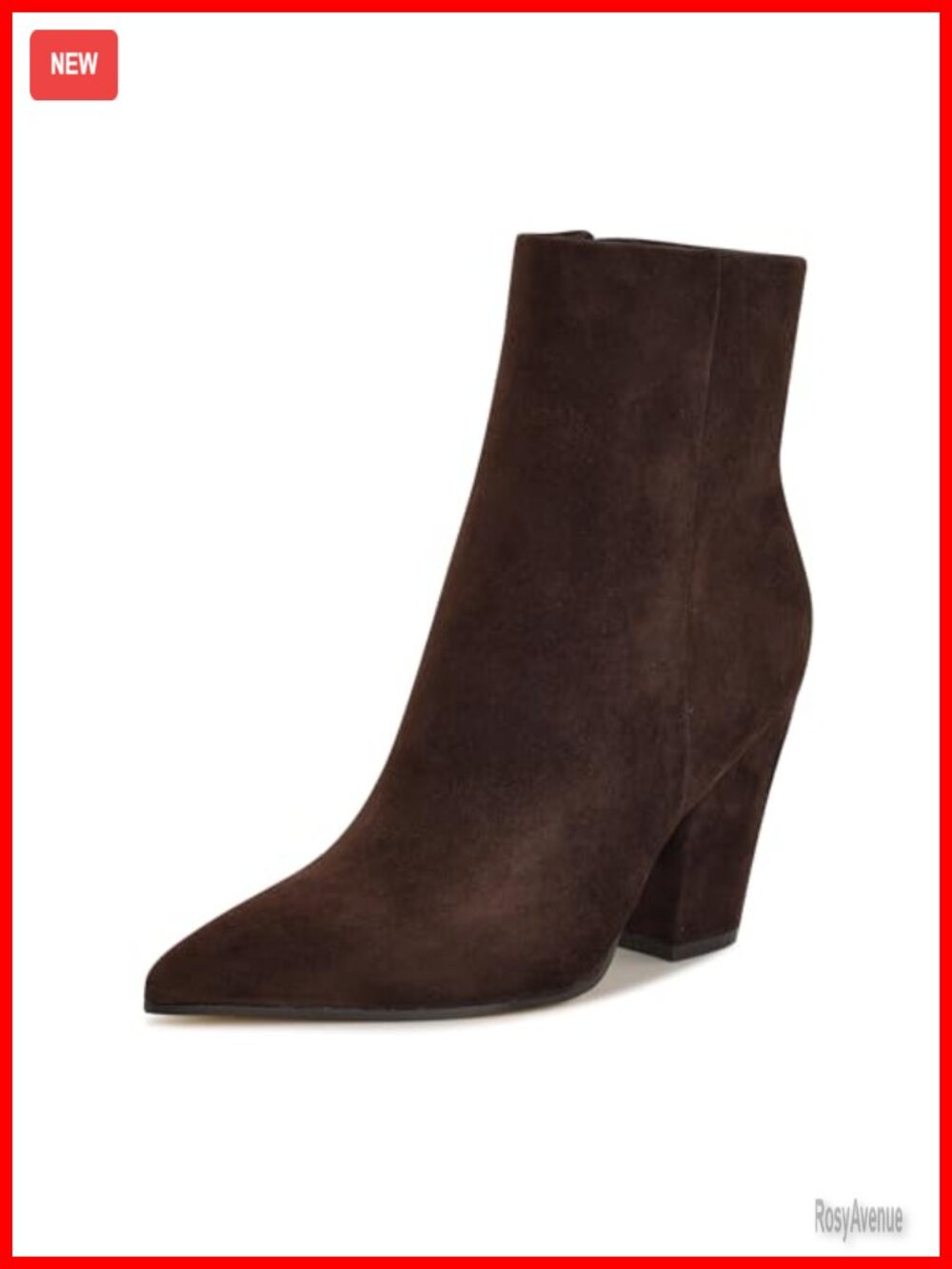 Nine West Ariza Suede Pointy Toe Block Heel Dress Booties Mid-Calf